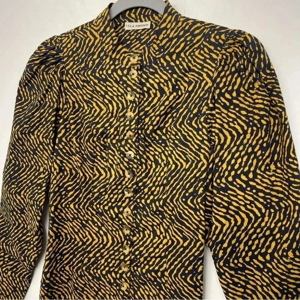 Ulla Johnson Prudence Blouse Size 2 Cotton Poplin Button Down‎ Puff Sleeve